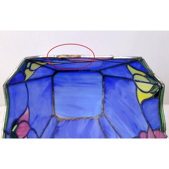 VTG Tiffany Style Stained Glass Tulips Flower Vase Waste Basket Multi Use Decor - Picture 9 of 11